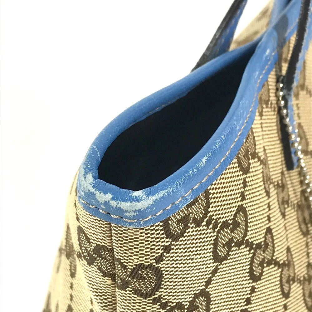 Gucci Blue Tote Parrot Charm Canvas Papagallo Bag GG Leather Handbag - Picture 12 of 15